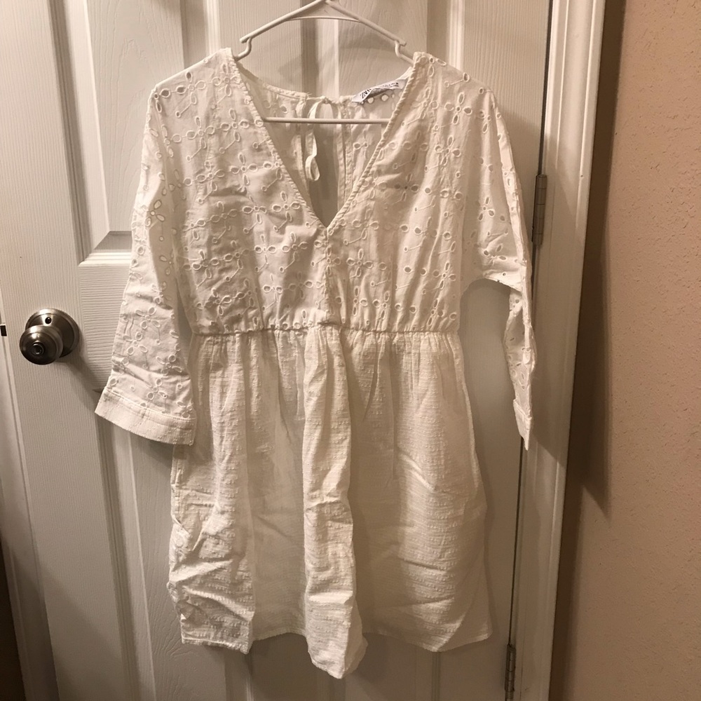 White dress with embroidery